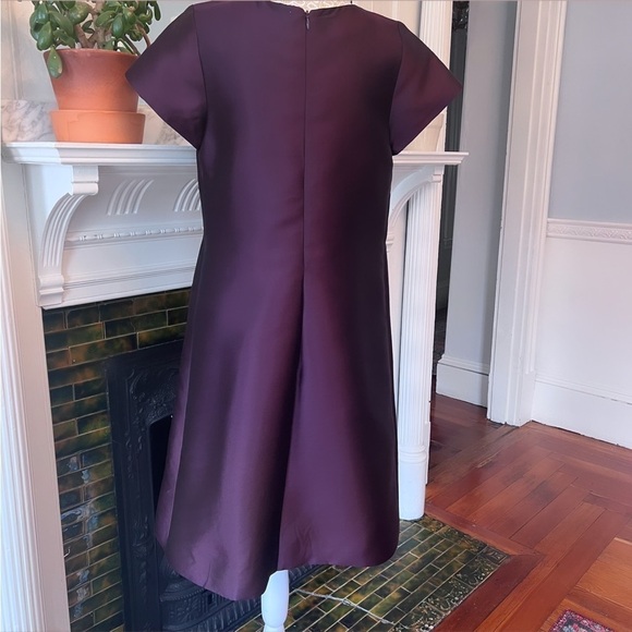CHARLOTTE BRODY 100% Silk Deep Plum Short Sleeve Sheath Dress Size 10 - Picture 9 of 10